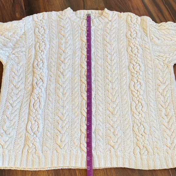 VTG J. Crew Oarsman Linen Cotton Cable Knit Chunky Thick Sweater - Picture 6 of 10